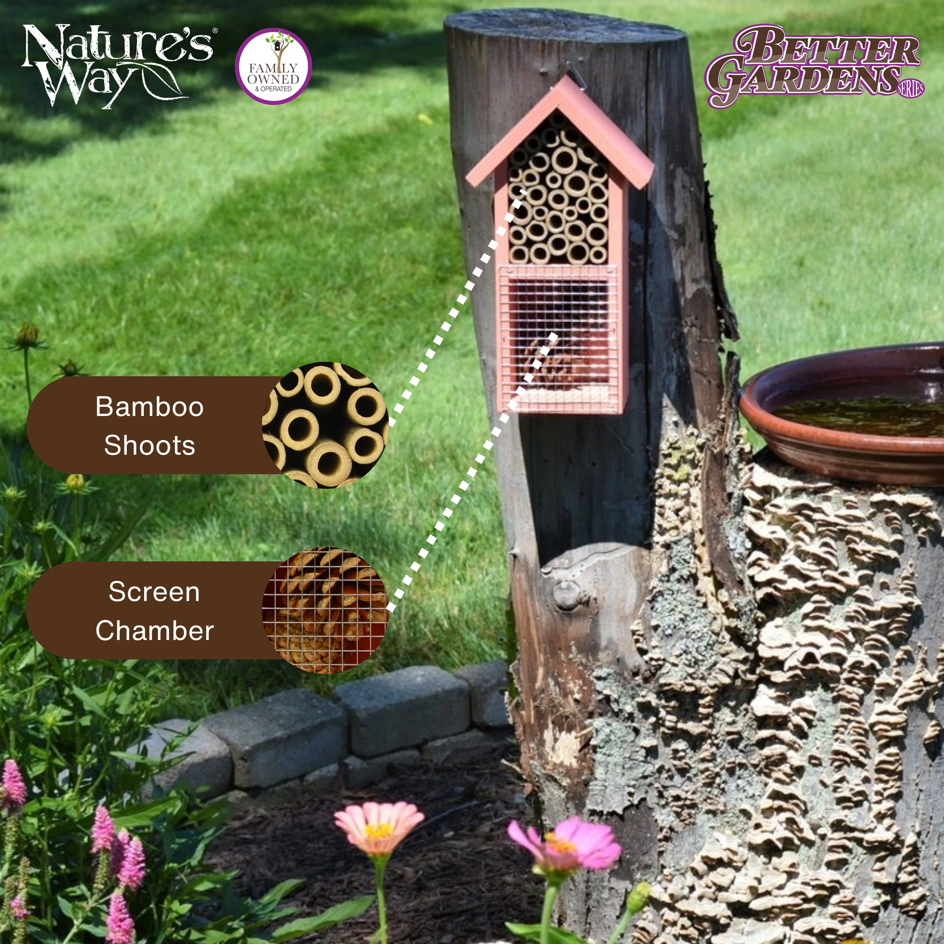 Better Gardens Dual-Chamber Beneficial Insect House - Red - Image 3